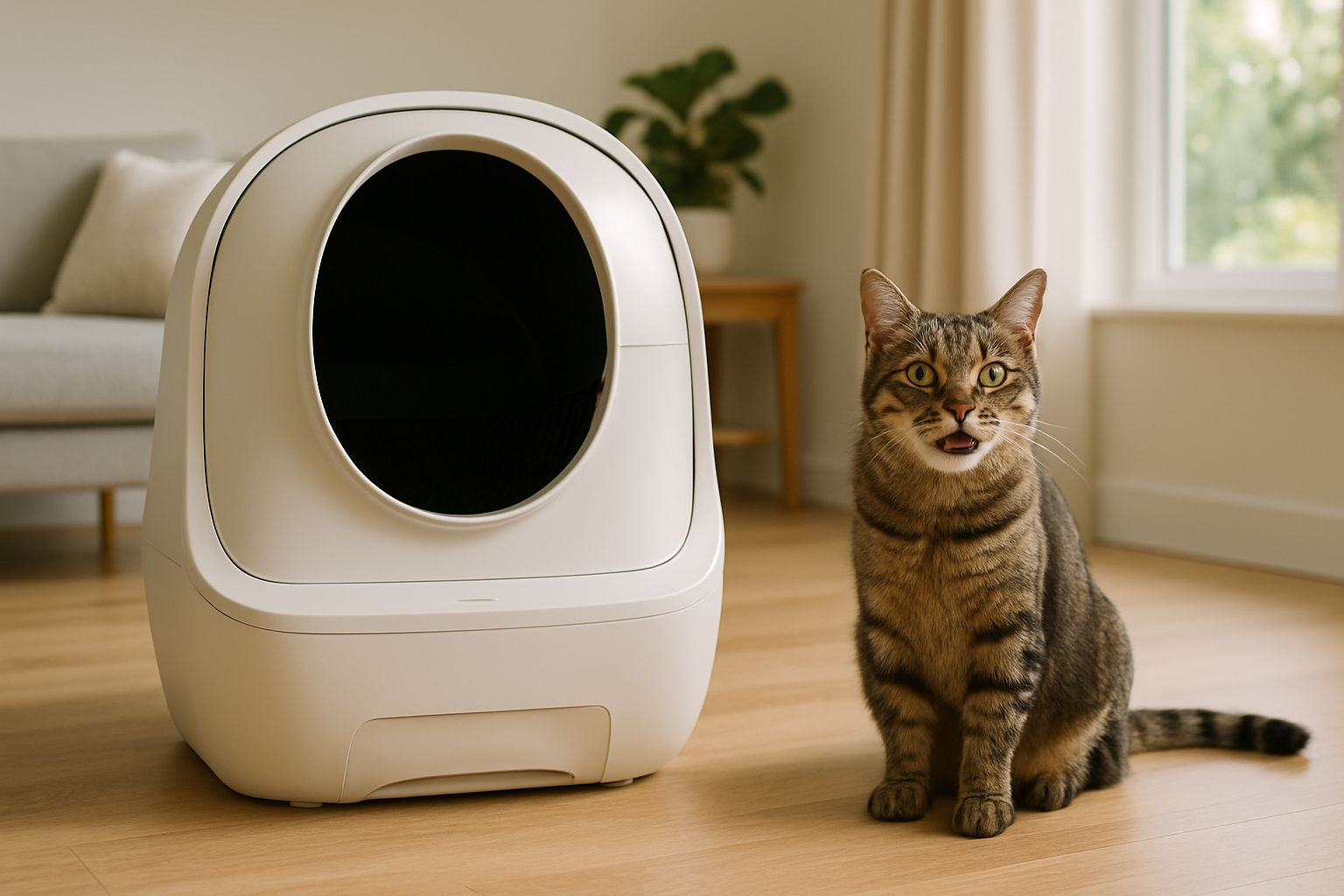 self-cleaning litter boxes — pet tech product photo