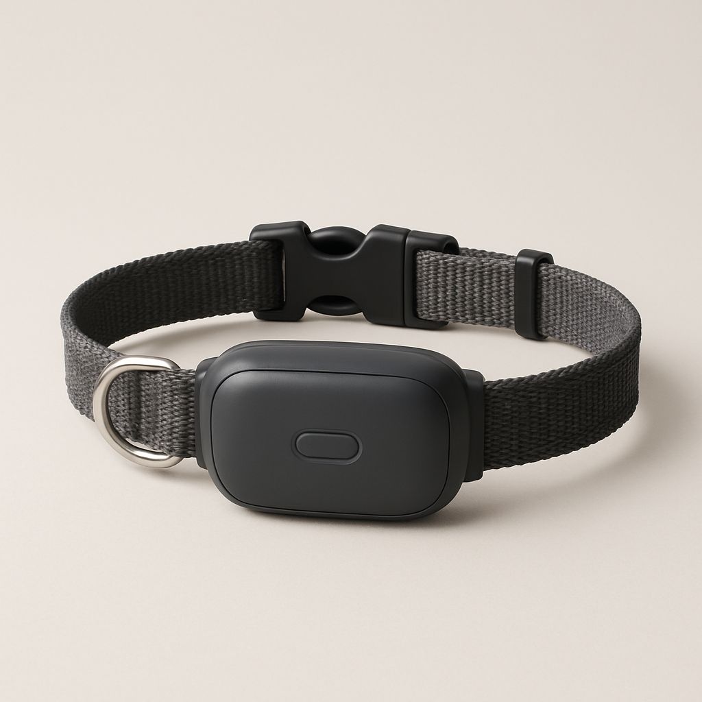 LTE GPS collar with live tracking — pet tech product photo