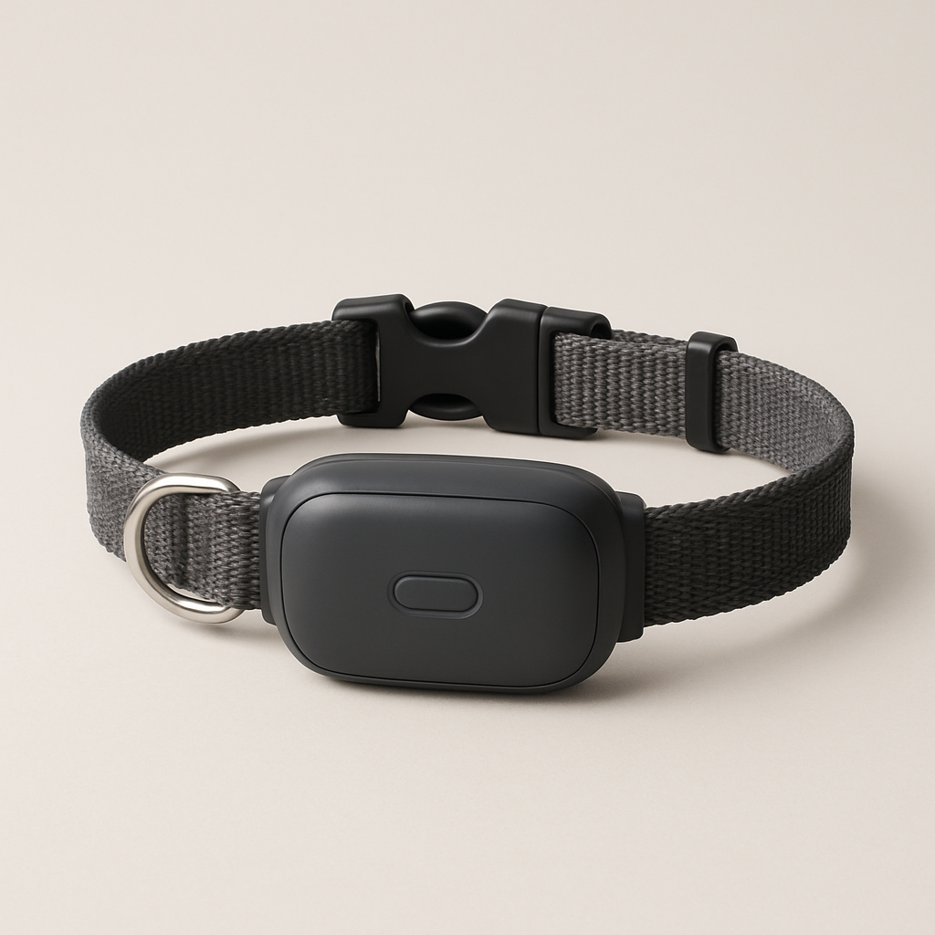 LTE GPS collar with live tracking — pet tech product photo