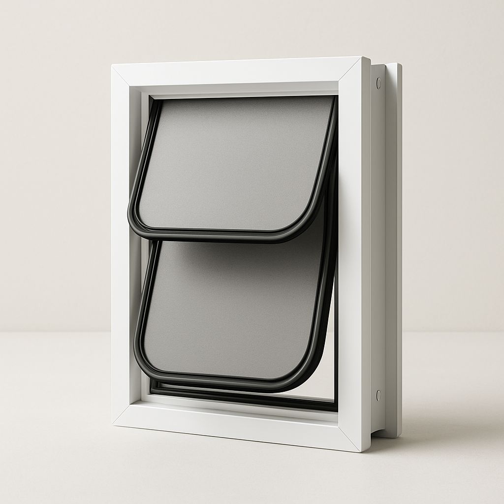 Insulated and draft-proof doors — pet tech product photo