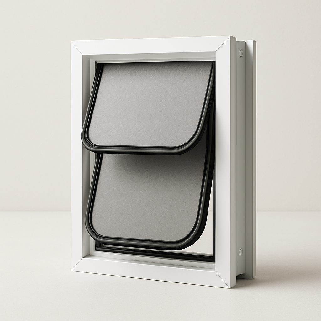 Insulated and draft-proof doors — pet tech product photo
