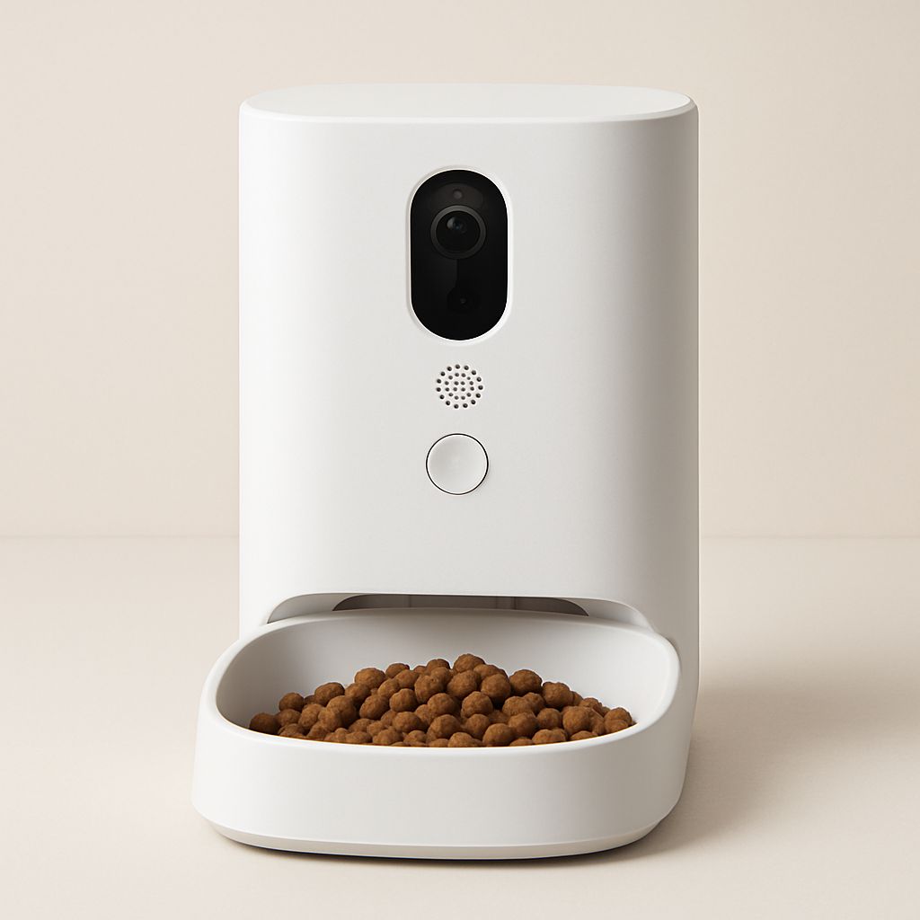 Feeders with a built-in camera — pet tech product photo