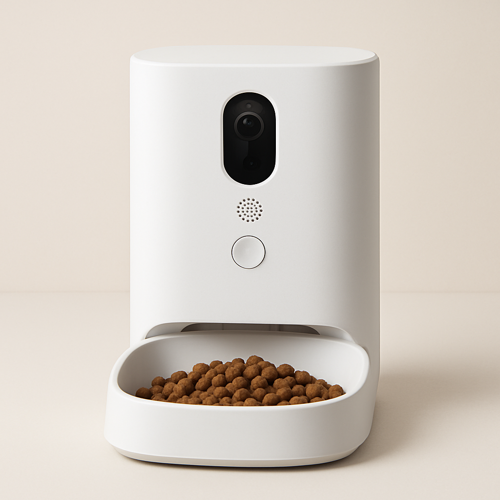 Feeders with a built-in camera — pet tech product photo