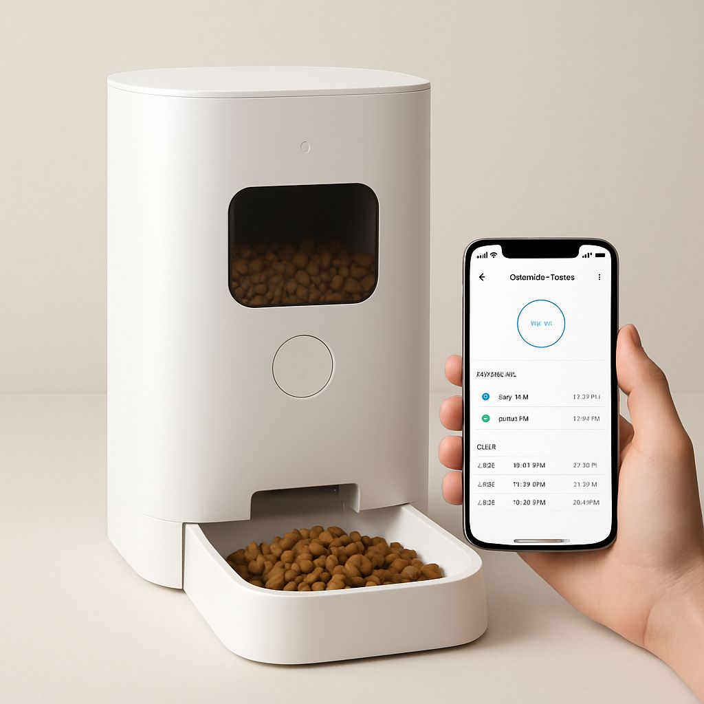 Wi-Fi feeders with app scheduling — pet tech product photo