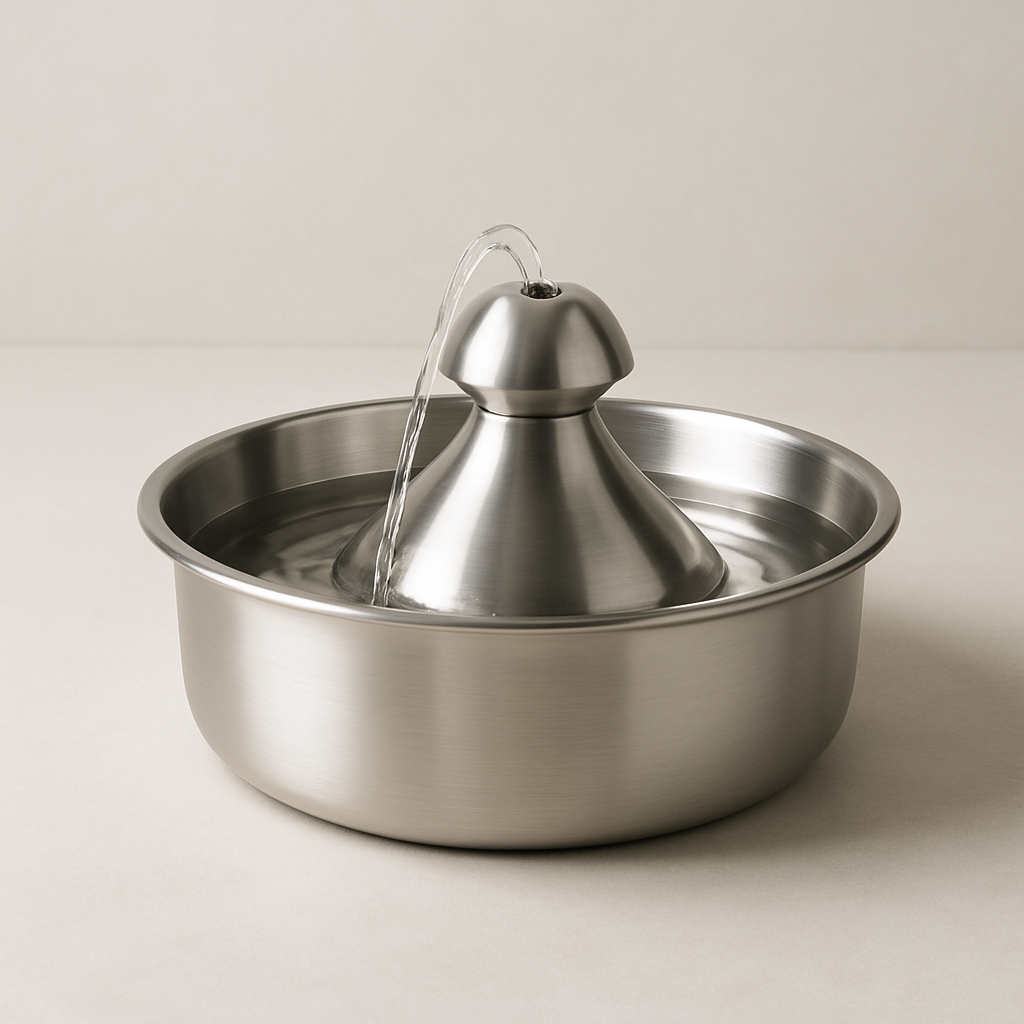 Stainless steel fountains — pet tech product photo